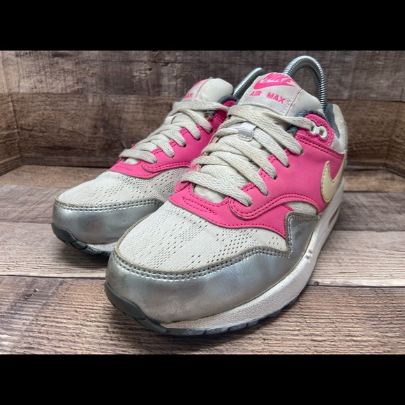 Nike Air Max 1 (GS) Silver Pink White 653653-108 Youth Size 5Y Women Size 6.5 - Picture 2 of 10